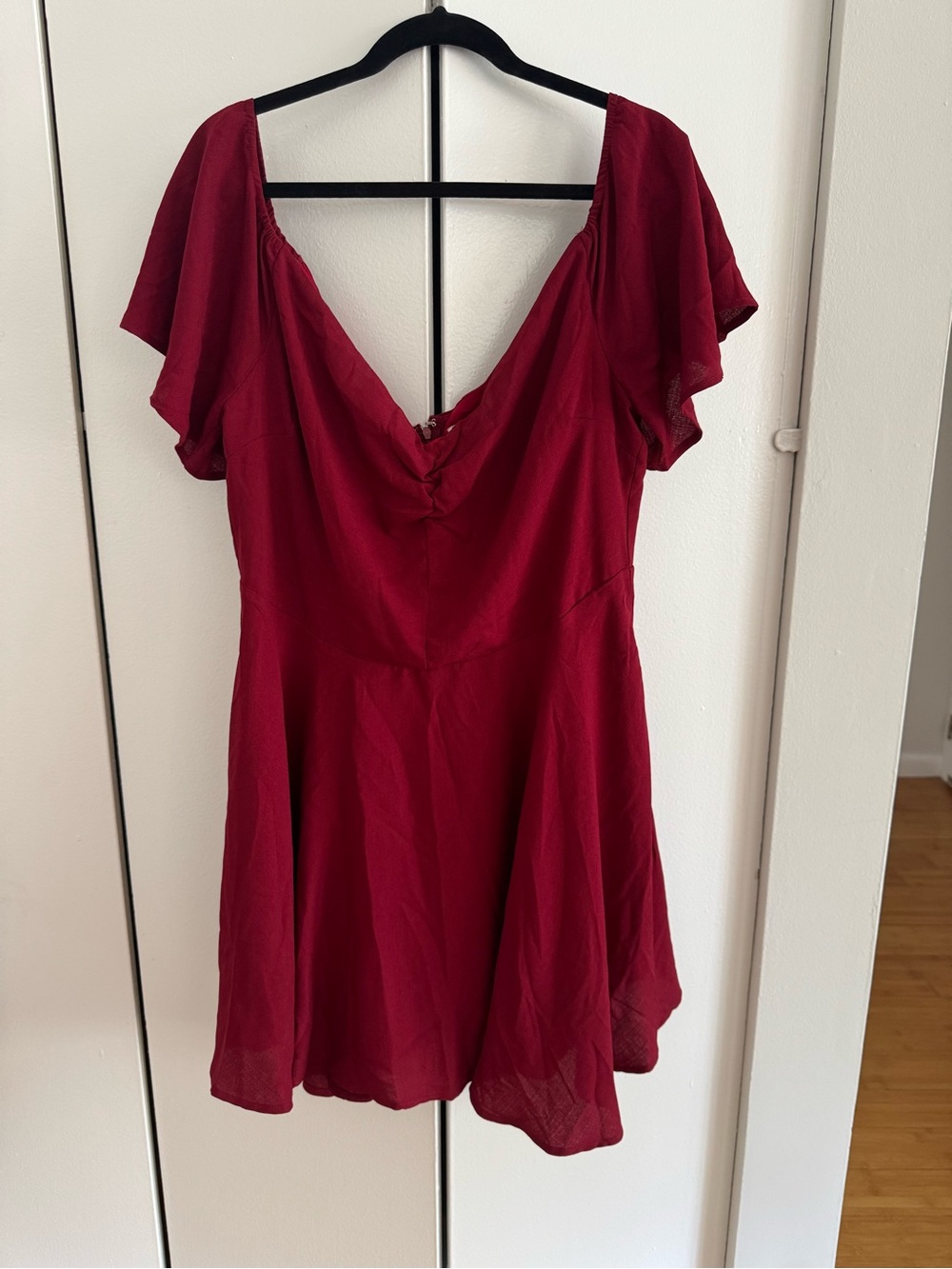 Showpo Burgundy Flutter Sleeve V-Neck Tunic Top